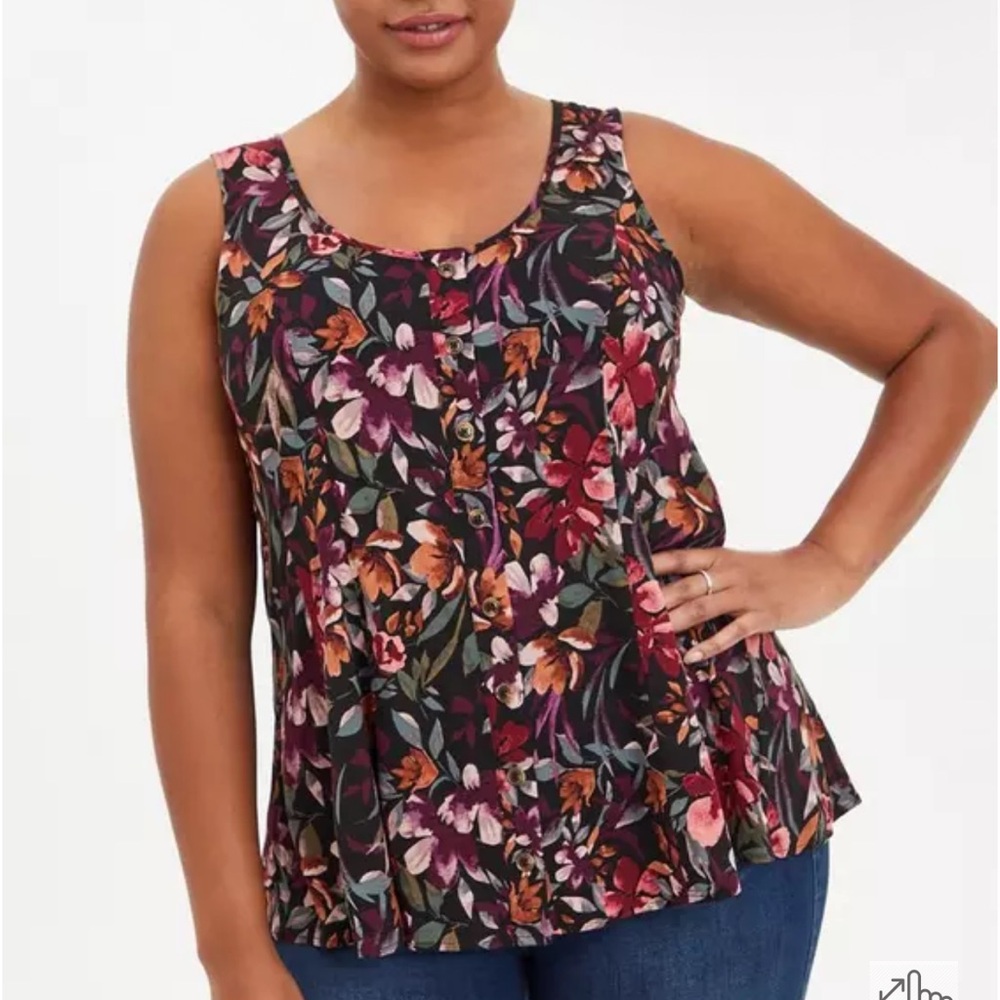 Torrid Multicolor Fit And Flare Rayon Slub Tank Size 2